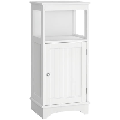 Modern Bathroom Floor Cabinet with Open Shelf, Freestanding Storage Organizer Unit with Single Door for Home Office, Liv