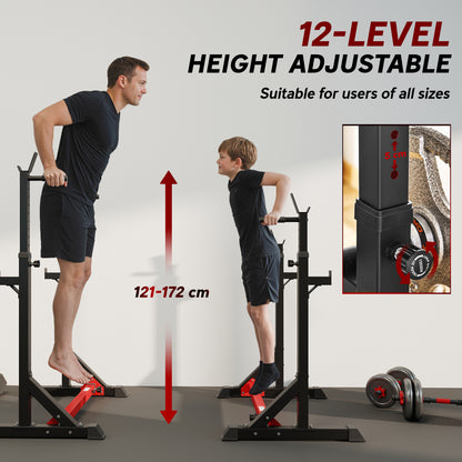 Soozier Squat Rack, Power Rack with Adjustable Height & Width, Strength Training Equipment with Barbell Storage Racks & 