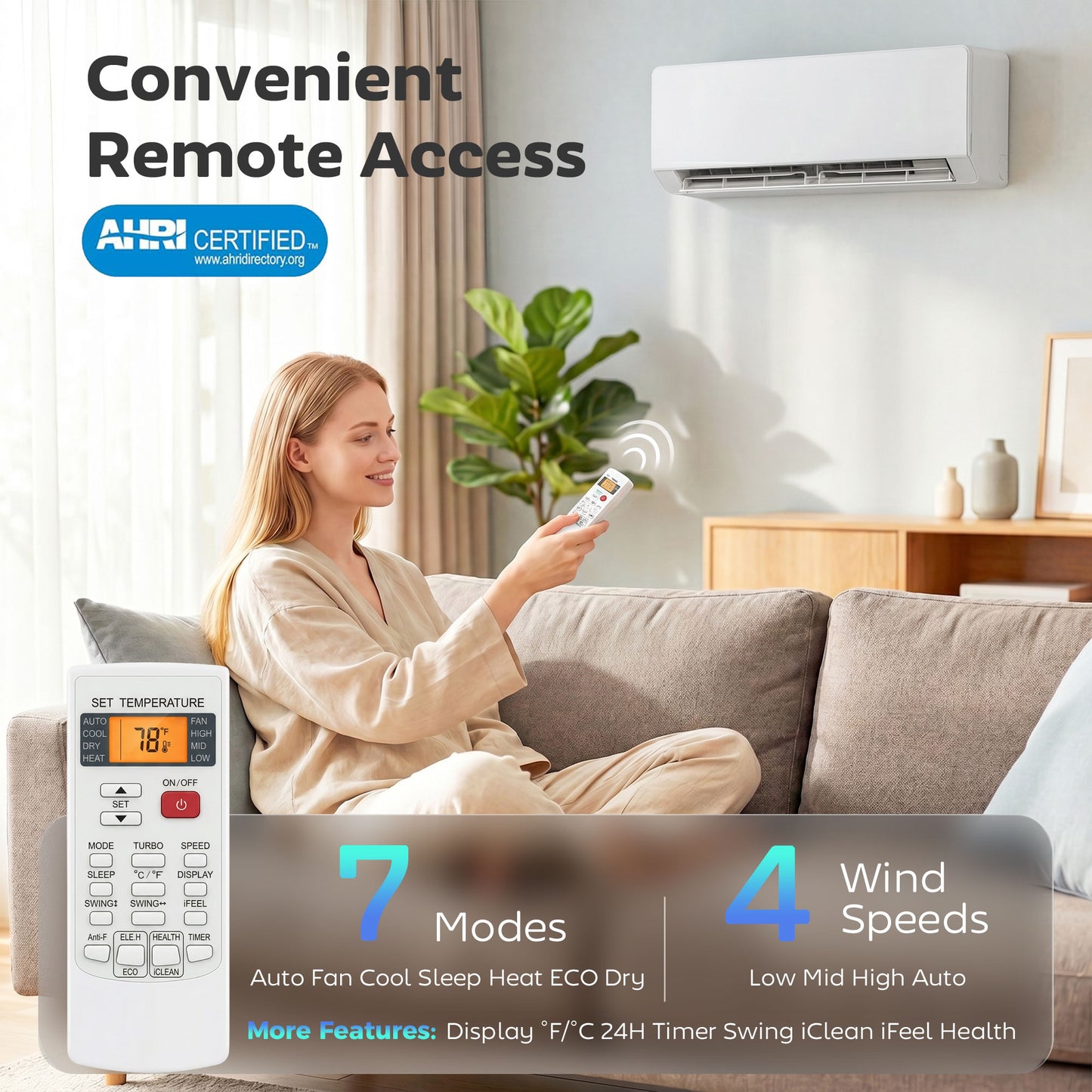 12000 BTU Mini Split Air Conditioner, 22 SEER2 115V Wifi Enabled Inverter AC Unit & Heat Pump Cools up to 750 Sq. Ft