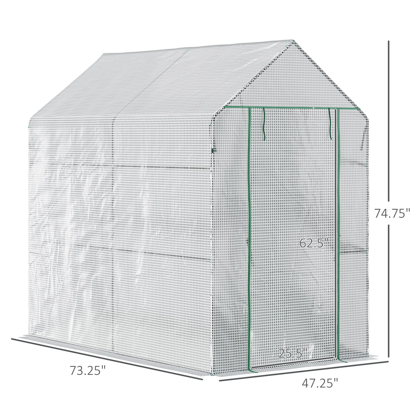 73" x 47" x 75" Walk-in Greenhouse Outdoor Portable Plant Flower Growth Warm House Garden Tunnel Shed with Roll-up Door 