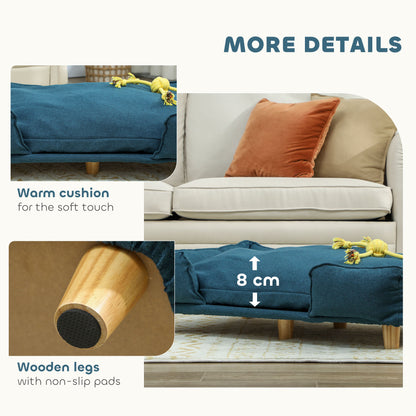 Washable Dog Sofa for Large Dogs, Elevated Pet Couch with Anti-slip Foot Pads, Dark Blue