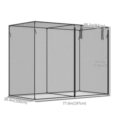 6.5 x 3.3ft Crop Cage, Garden Plant Protector with Single Zippered Door, Storage Bag and Ground Stakes, Black