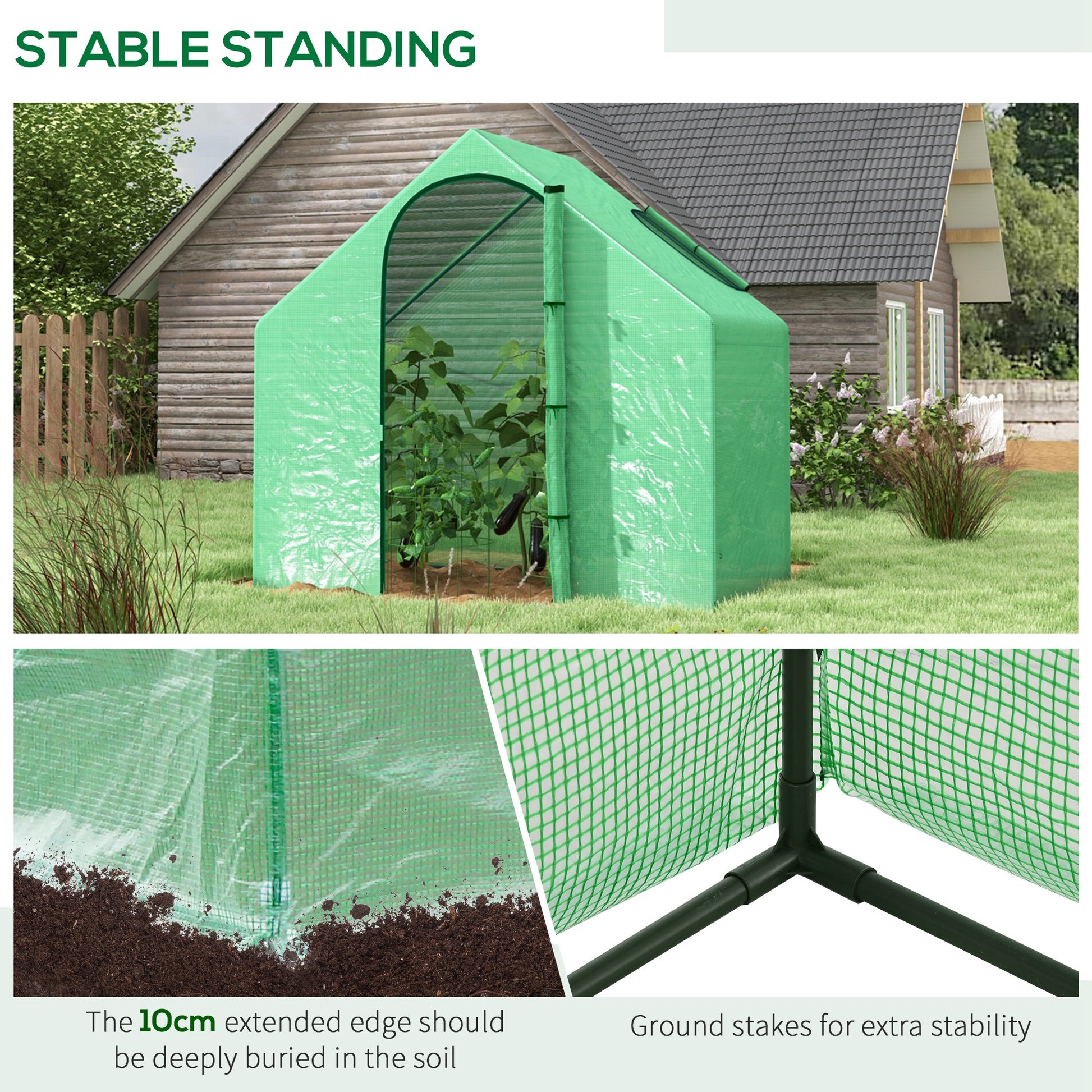 6 x 3.3 x 5.5ft Walk-in Garden Greenhouse with Door & Top Window, Portable Mini Greenhouse for Plants Flowers Herbs Toma