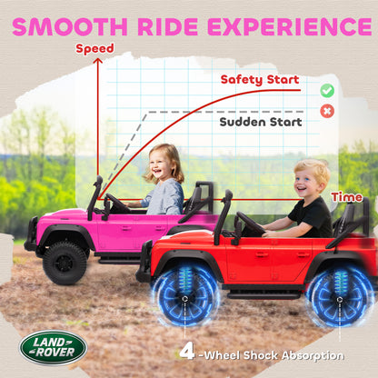 Qaba Land Rover Licensed Kids Ride on Truck with Remote Control, Spring Suspension, LED Lights, 3 Speed for Ages 3-5, Pi