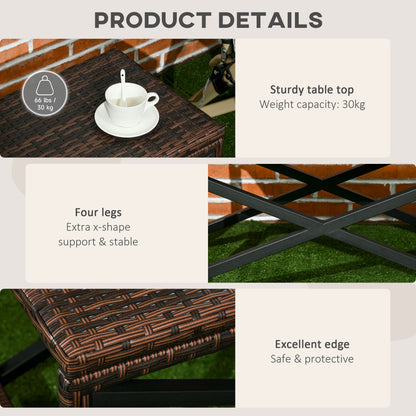 Patio Wicker End Table, Outdoor PE Rattan Side Table, with Plastic Board Under the Full Woven Table Top for Patio, Garde