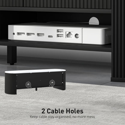 TV Stand, Modern TV Table with Marble-Effect Top, 3 Drawers and 2 Open Shelves for 32-65 Inch Television, Black