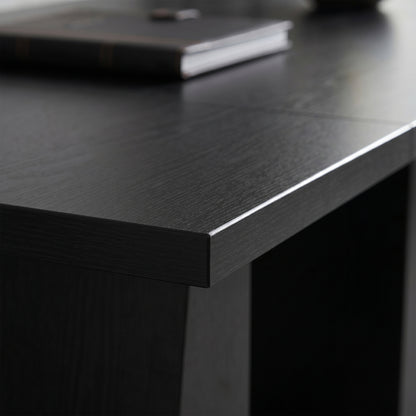 63 Inch Computer Desk with Trapezoidal Frame Light Black Wood Grain
