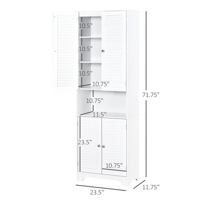 Tall Bathroom Storage Cabinet, Slim Bathroom Cabinet with 4 Shutter Doors and Adjustable Shelves, Toilet Vanity Cabinet,