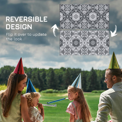 Portable Outdoor Rug with Carry Bag, 9' x 18' Reversible Mat, Waterproof Plastic Straw RV Rug for Backyard, Deck, Picnic