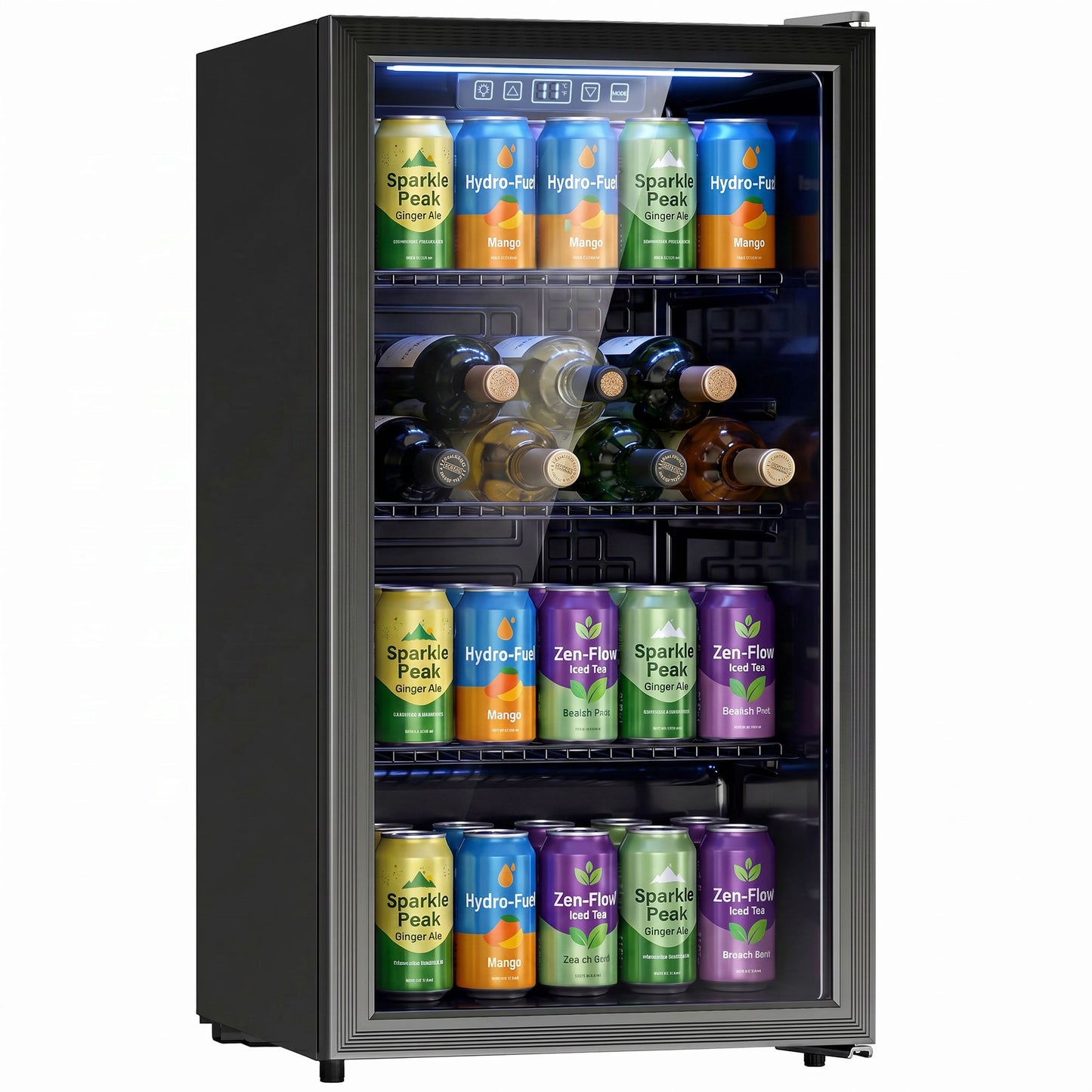 3.2 Cu.Ft Beverage Refrigerator, 139 Can Beverage Fridge Cooler with Double-Layer Glass Door