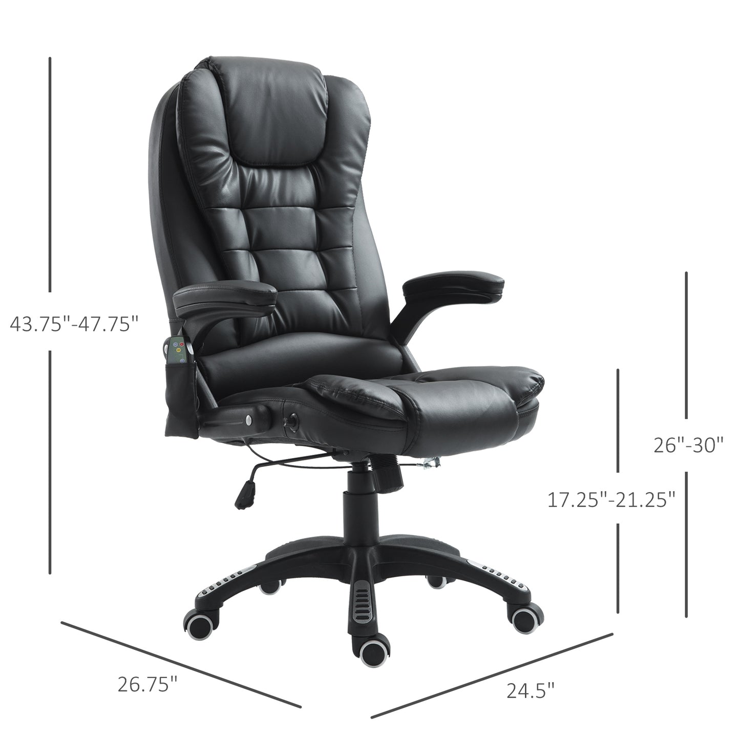 Executive Office Chairs Heated Massage High Back Reclining Office Chair Swivel Leather Adjustable Vibrating Furniture Bl