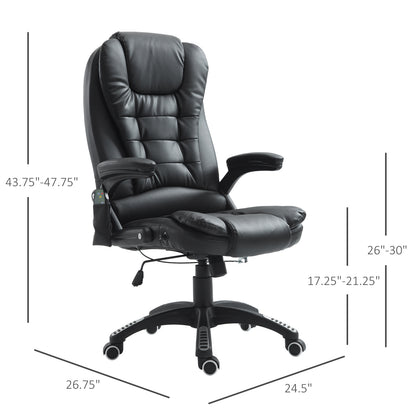 Executive Office Chairs Heated Massage High Back Reclining Office Chair Swivel Leather Adjustable Vibrating Furniture Bl