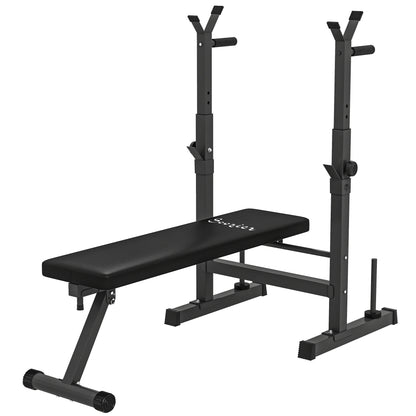 Soozier Adjustable Weight Bench, Foldable Bench Press with Barbell Rack and Dip Station for Home Gym, Strength Training 