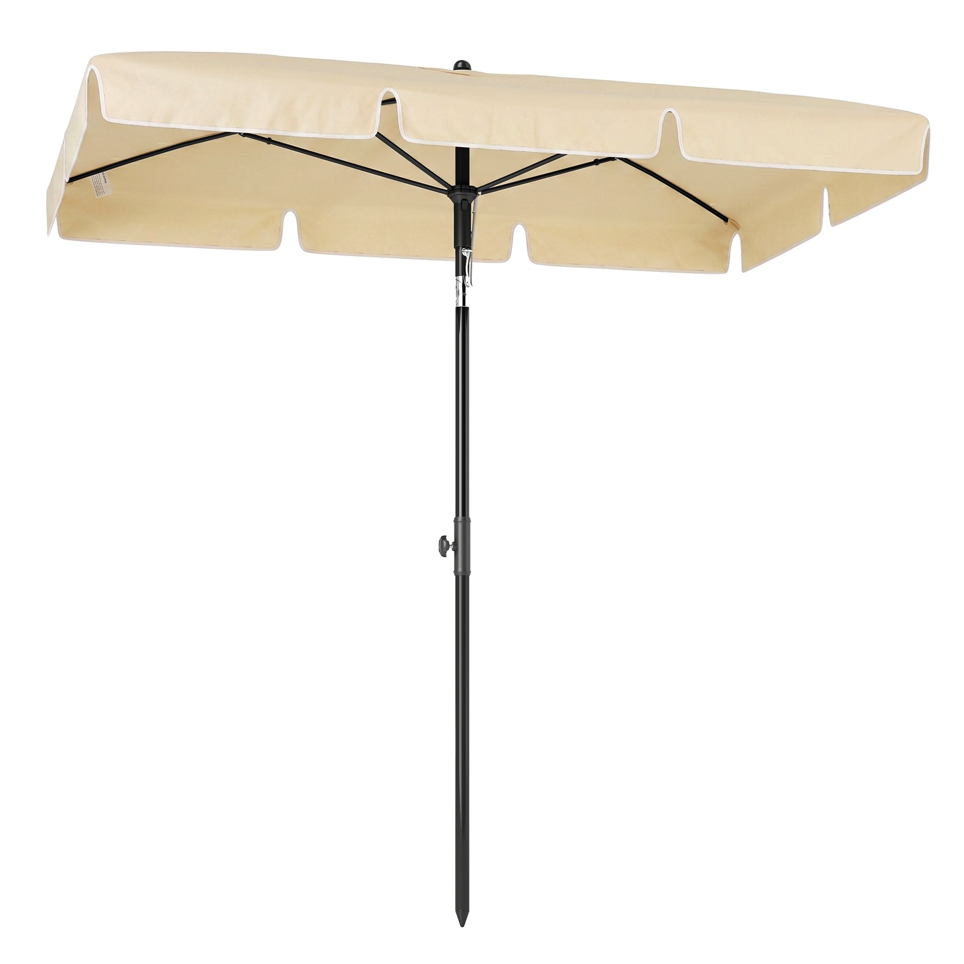 6.5x4ft Rectangle Patio Umbrella Aluminum Tilt Adjustable Garden Parasol Sun Shade Outdoor Canopy Beige