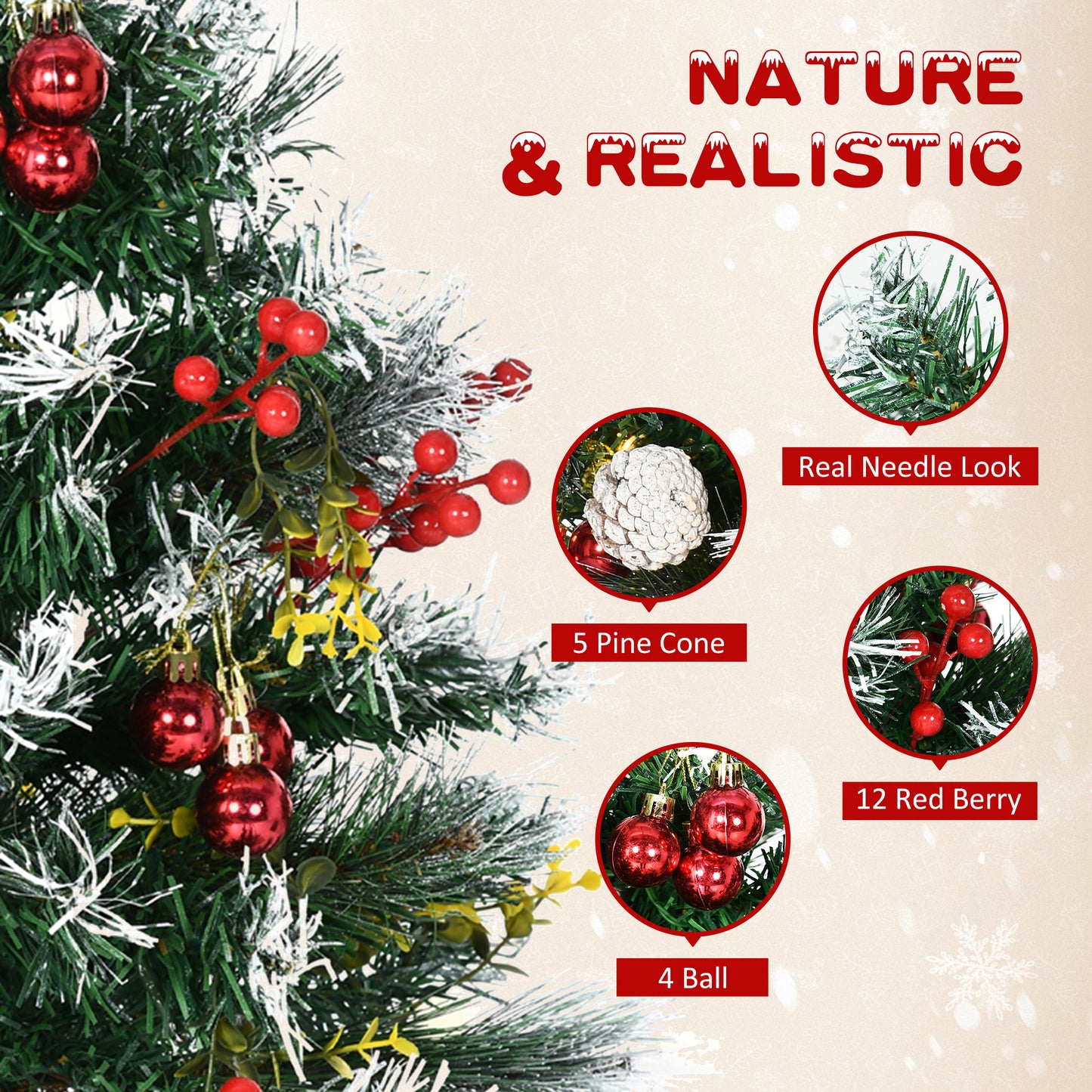 2 Foot/23 inch 2 Pack Prelit Artificial Christmas Tree Cordless with 70 Branches, Warm White LED lights, Red Berries, Pi
