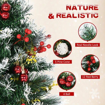 2 Foot/23 inch 2 Pack Prelit Artificial Christmas Tree Cordless with 70 Branches, Warm White LED lights, Red Berries, Pi