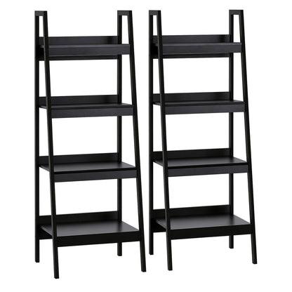 Set of 2, 4 Tier Ladder Shelf Bookcase, Multi-Use Display Rack, Storage Shelving Unit Display Stand, Flower Plant Stand,