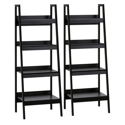 Set of 2, 4 Tier Ladder Shelf Bookcase, Multi-Use Display Rack, Storage Shelving Unit Display Stand, Flower Plant Stand,