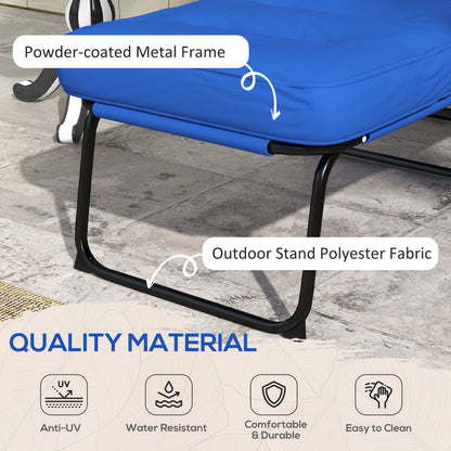 Outdoor Lounge Chair with Padded Cushion, Folding Reclining Patio Garden Chair with Recline Back, Footrest, for Poolside