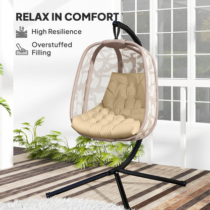 Outdoor Swing Cushion, Tufted Patio Cushion Replacement for Garden Chair Egg Chair,  Indoor Outdoor Seat Cushion, Beige