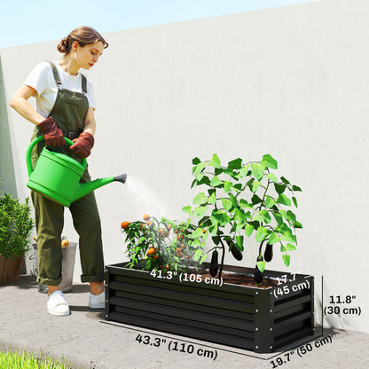 Galvanized Raised Garden Beds, Outdoor Planter Box, Set of 2, for Flowers, Herbs and Vegetables, Black