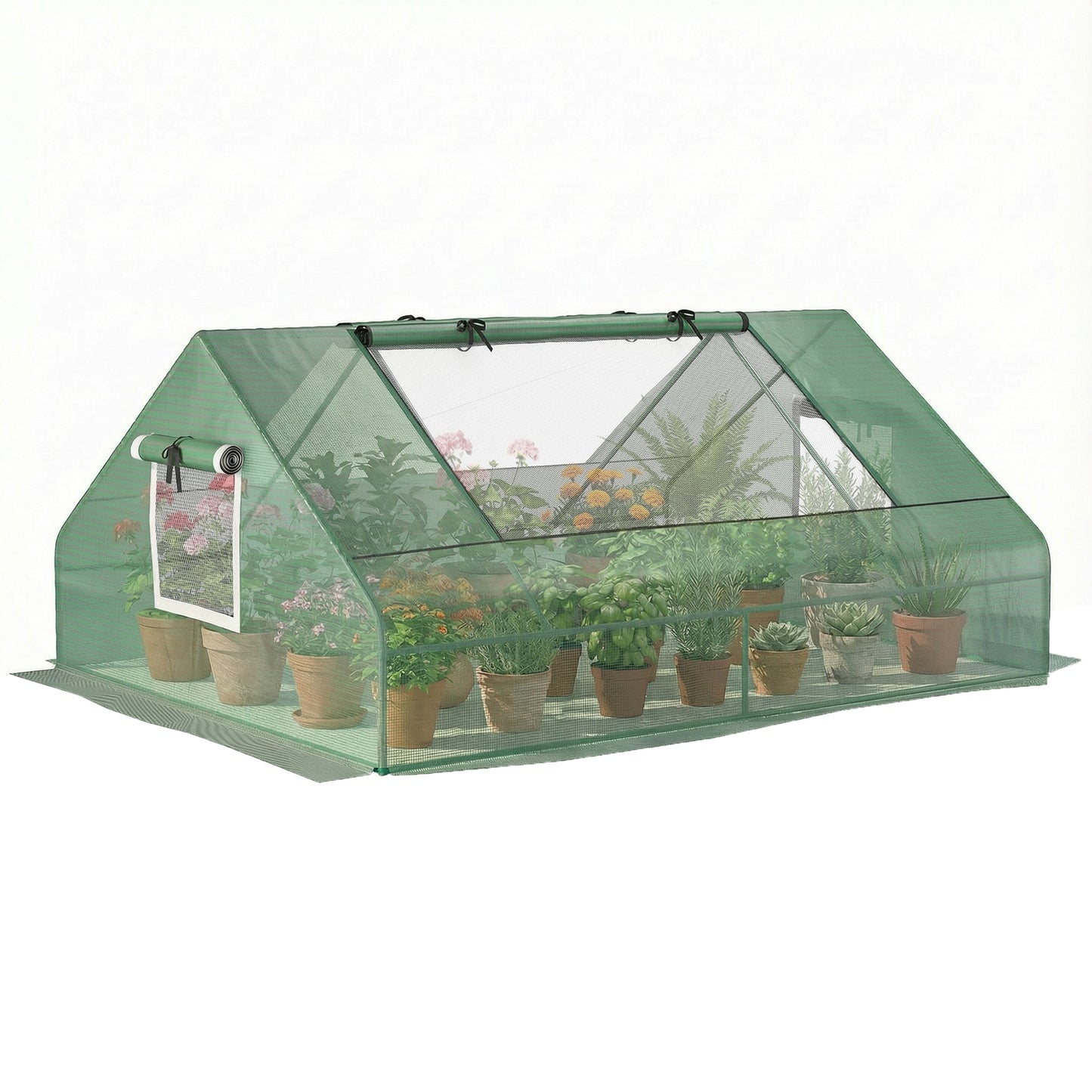 71" x 55" x 32" Mini Greenhouse Portable Hot House for Plants with 2 Large Windows and Ground Nails for Outdoor, Indoor,