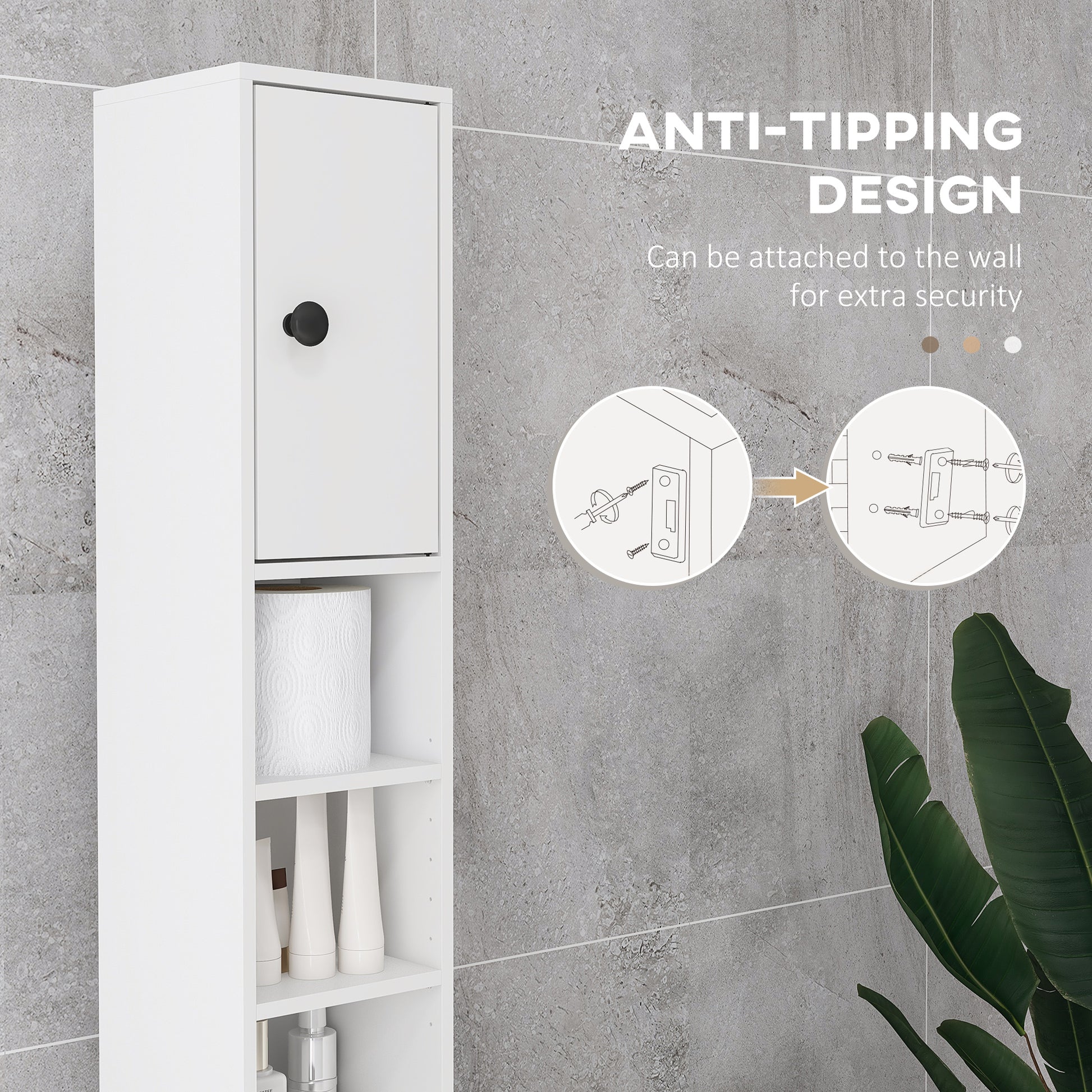 71" Tall Bathroom Storage Cabinet, Narrow Bathroom Cabinet with Open Shelves, 2 Door Cabinets, Adjustable Shelves, for K