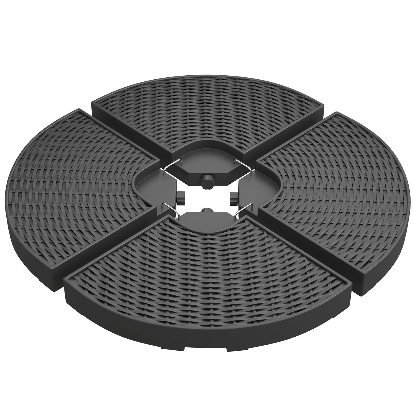 4PCs Cantilever Umbrella Base Weights for Offset Banana Parasol, Wicker Effect HDPE Water or Sand Filled Patio Umbrella 