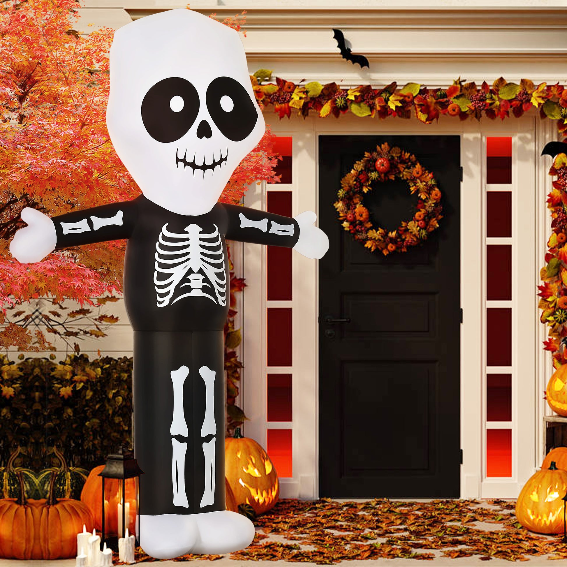 10ft Halloween Inflatable Skeleton Ghost Decoration, LED Lighted for Home Indoor Outdoor Garden Lawn Decoration Party Pr