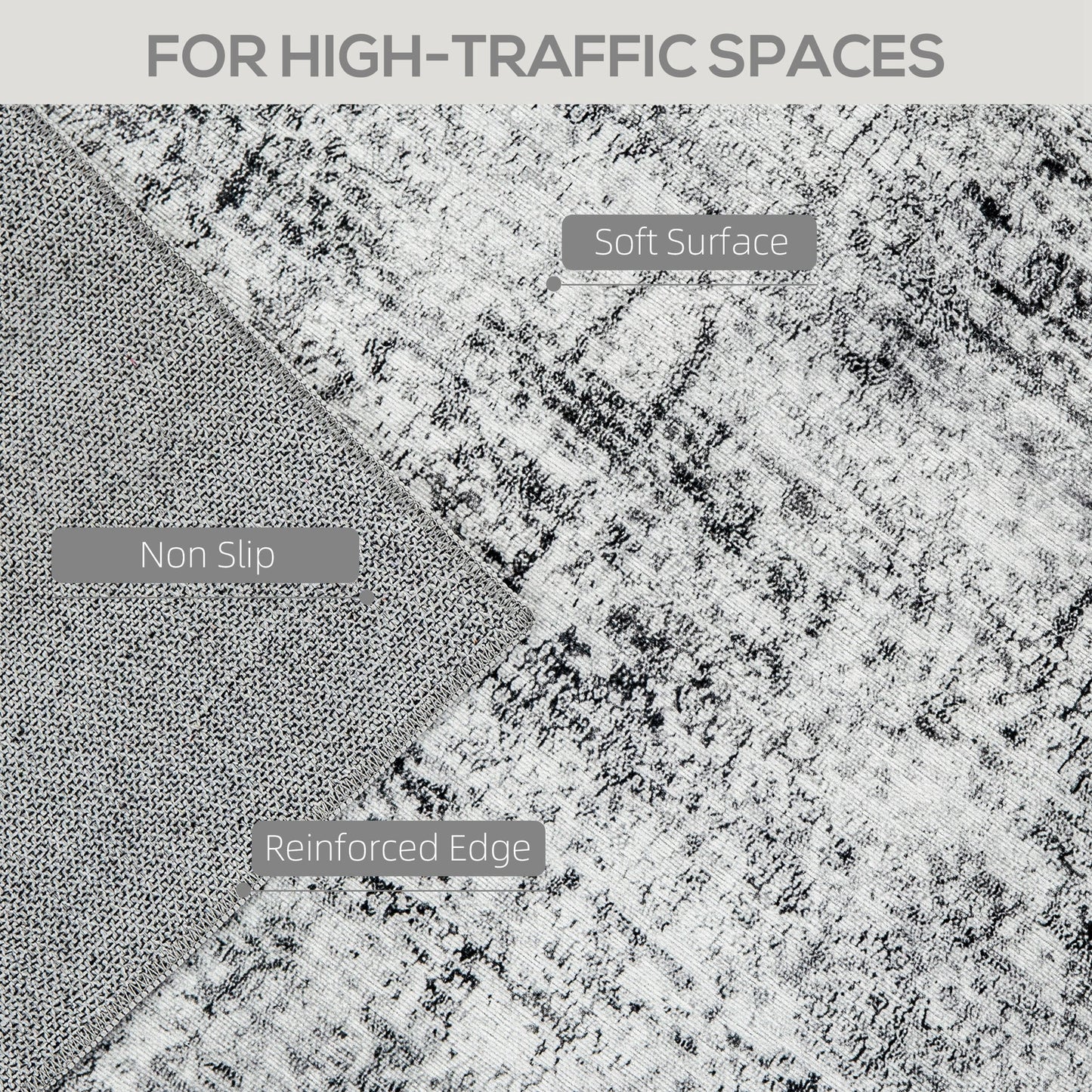 Area Rug for Living Room 8x10, Modern Abstract Machine Washable Rug, Non-Slip Carpet for Bedroom, Dining Room, Grey
