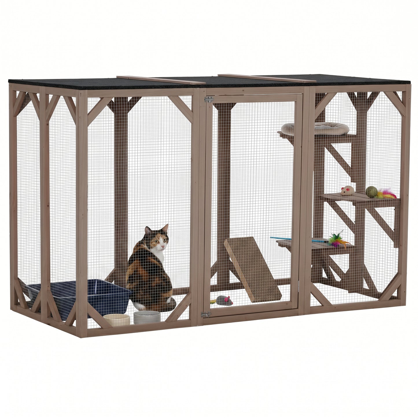 71"L Catio Outdoor Cat Enclosure, Indoor Cat Cage, Pet House, Small Animal Hutch for 1-2 Rabbit, Kitten, Kitty Crate Ken