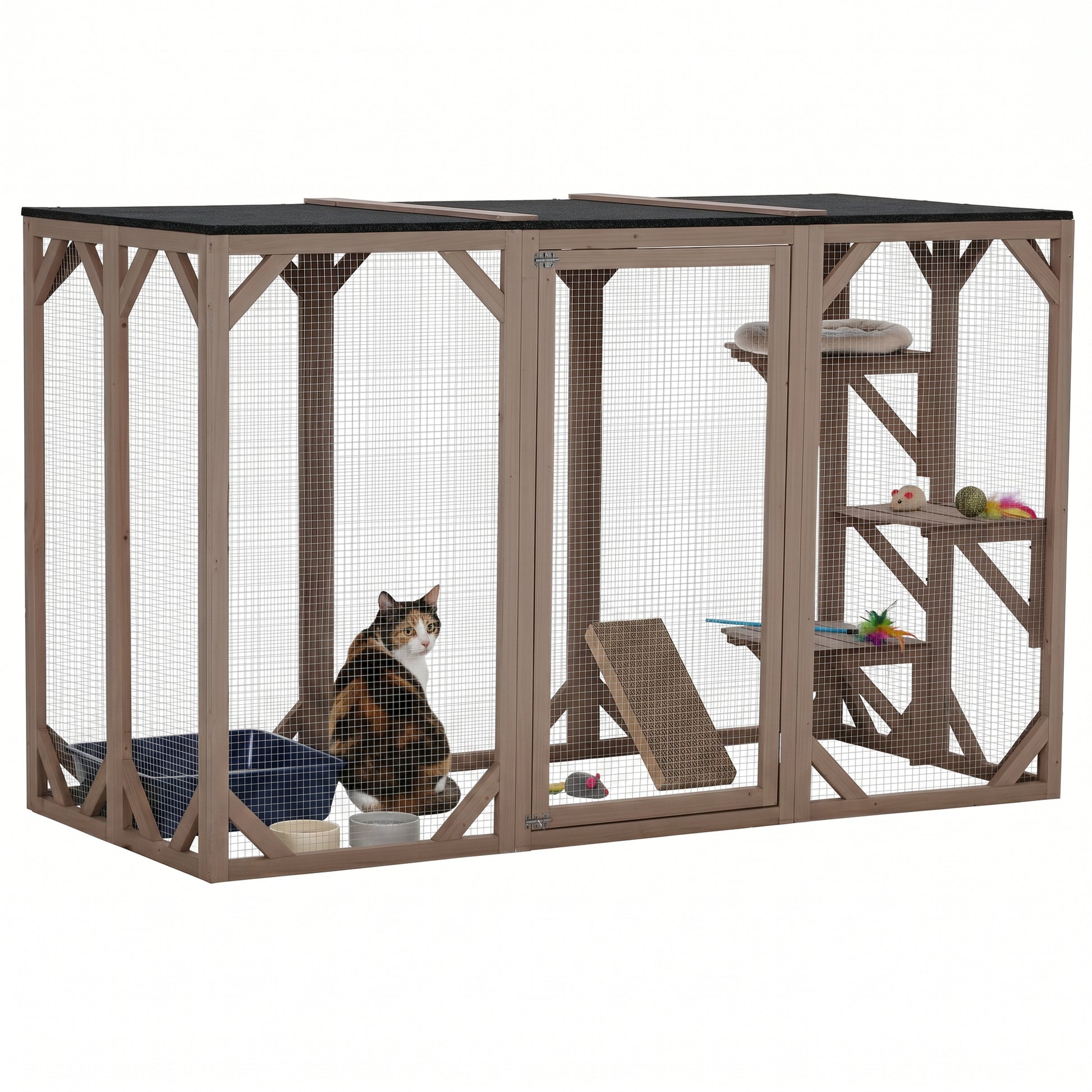 71"L Catio Outdoor Cat Enclosure, Indoor Cat Cage, Pet House, Small Animal Hutch for 1-2 Rabbit, Kitten, Kitty Crate Ken