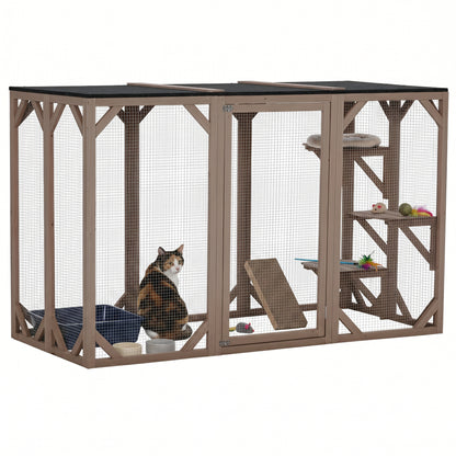 71"L Catio Outdoor Cat Enclosure, Indoor Cat Cage, Pet House, Small Animal Hutch for 1-2 Rabbit, Kitten, Kitty Crate Ken
