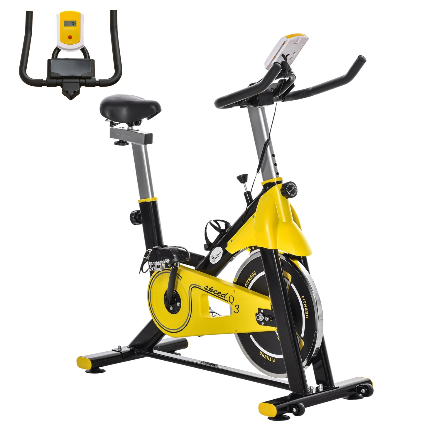 Soozier Stationary Exercise Bike, Indoor Cardio Workout Cycling Bike with Belt Drive Adjustable Resistance, Seat, Handle