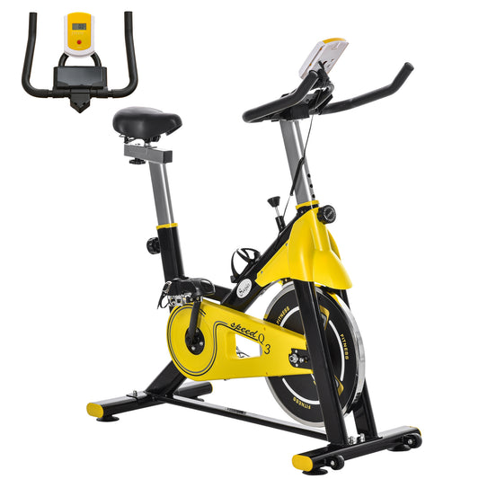 Soozier Stationary Exercise Bike, Indoor Cardio Workout Cycling Bike with Belt Drive Adjustable Resistance, Seat, Handle