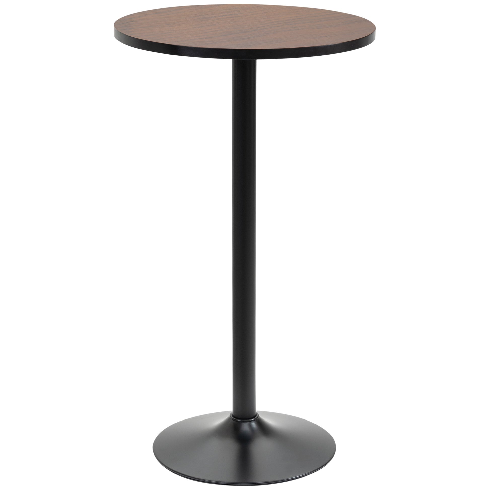 Round Bar Table 41 Inch Height, Industrial High Bistro Table with Metal Base and Elm Wood Top, Bar Height Table for Kitc