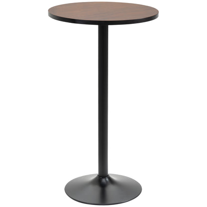 Round Bar Table 41 Inch Height, Industrial High Bistro Table with Metal Base and Elm Wood Top, Bar Height Table for Kitc