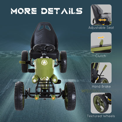 VarietyKart Pedal Go Kart with Adjustable Seat, EVA Tyres, Safety Handbrake, for Ages 3-6 Years Old, Green