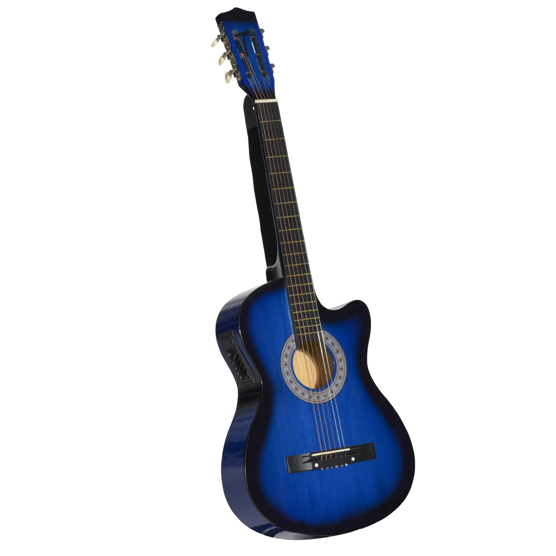 Soozier 38 Inch Full Size Classical Acoustic Electric Guitar Premium Gloss Finish with Strings, Picks, Shoulder Strap an