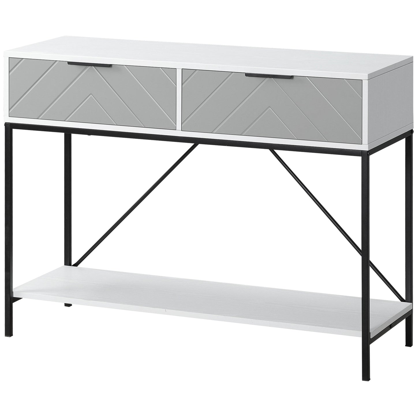 Modern Console Table with 2 Drawers, 2 Tier Entryway Table with storage Shelf, Narrow Sofa Table for Living Room, Hallwa