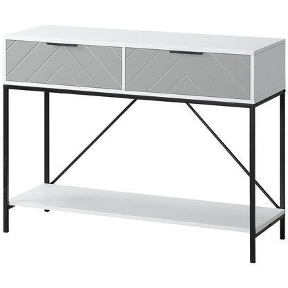 Modern Console Table with 2 Drawers, 2 Tier Entryway Table with storage Shelf, Narrow Sofa Table for Living Room, Hallwa