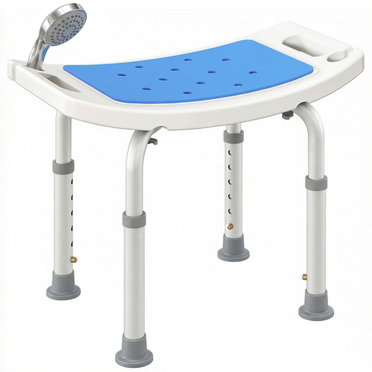 Height Adjustable Shower Chair, 20.5"W Aluminum Shower Stool for Inside Shower with Suction Cup Feet, EVA Padded Bath Se