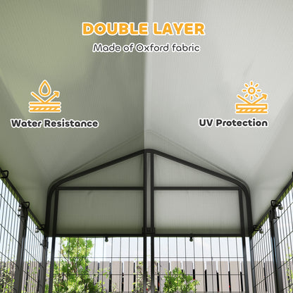 Outdoor Dog Kennel with Roof, 6' x 4' x 6' Heavy Duty Welded Wire Dog Playpen Enclosure with Escape-proof Lock