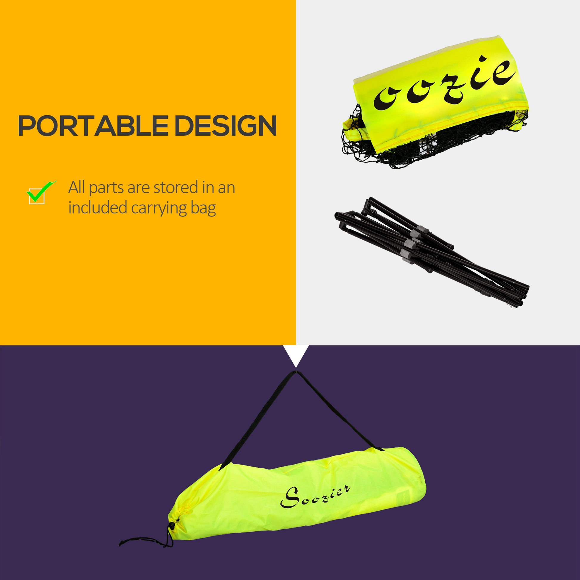 Soozier 10ft Badminton Net, Height Adjustable Outdoor Sports Net with Carry Bag, for Tennis, Pickleball and Volleyball, 