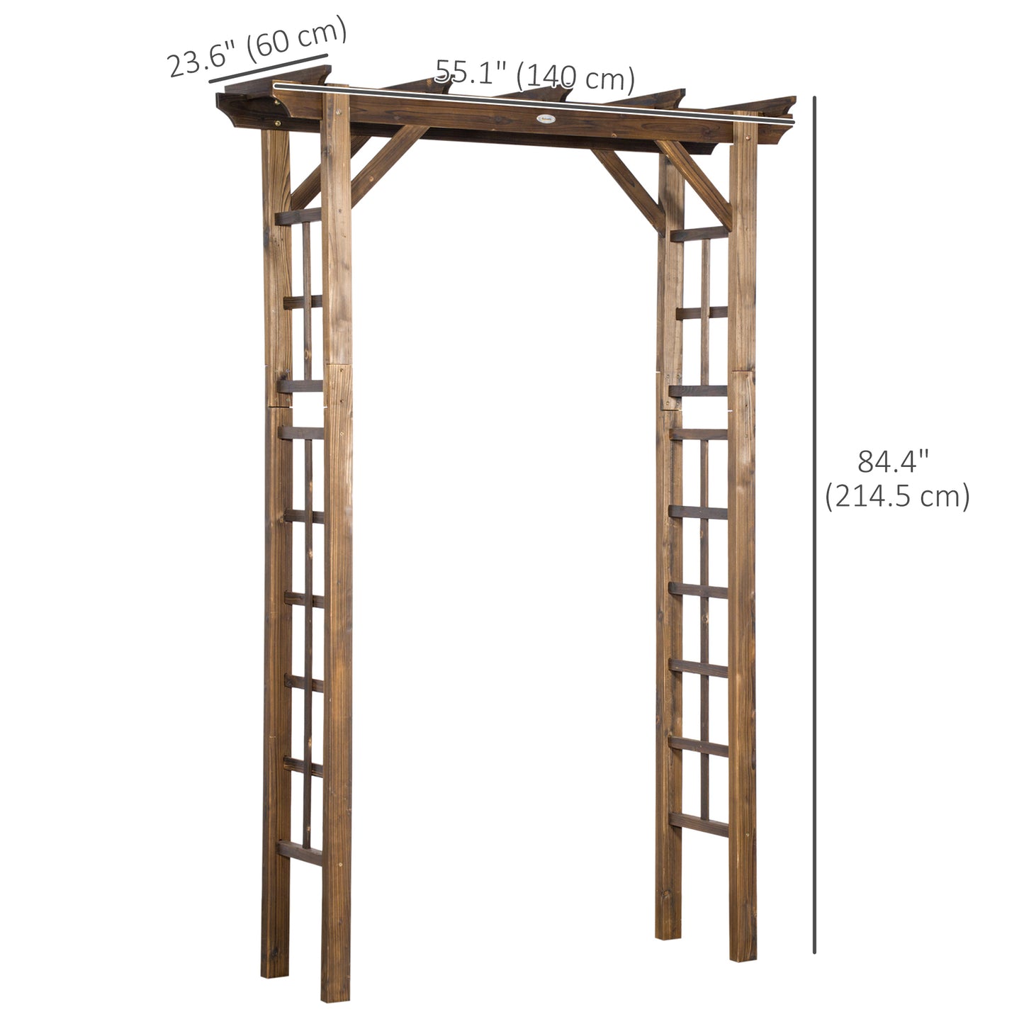 85" Wooden Outdoor Garden Arbour, Garden Arch Trellis for Climbing Vines  for Wedding and Ceremony - Carbonized