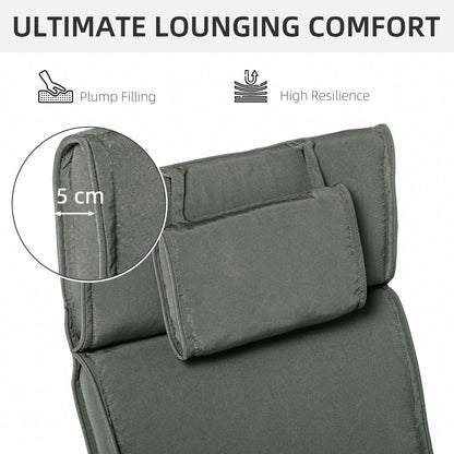 Garden Lounger Chair Cushion Replacement, Deep Seat Patio Cushions with Thick Padded, Headrest, Removable Cover, Cushion