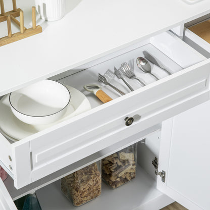 Modern Sideboard Cabinet, Buffet Cabinet with 2 Drawers and Adjustable Shelves, Buffets Tables for Dining Room, White