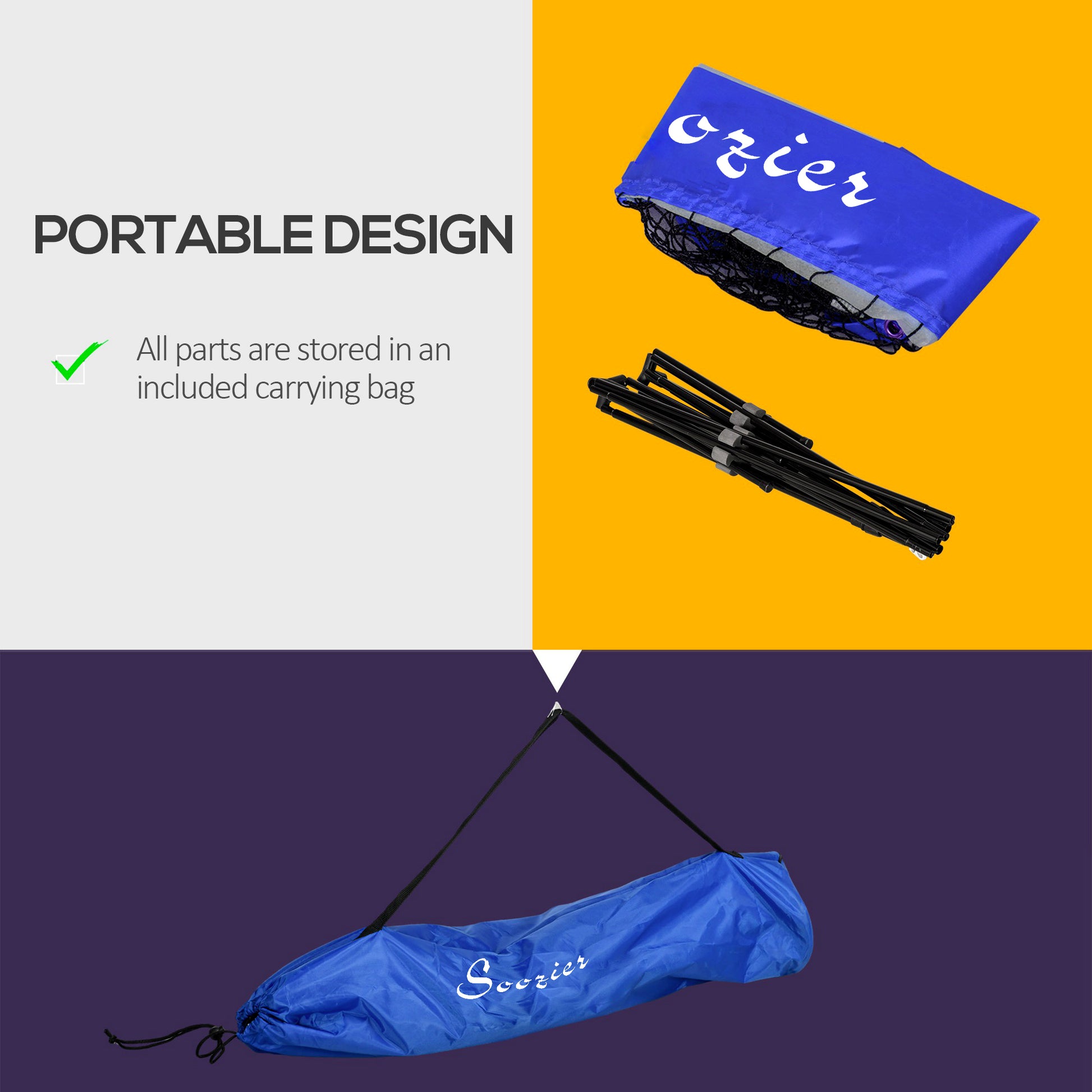 Soozier 10ft Badminton Net, Height Adjustable Outdoor Sports Net with Carry Bag, for Tennis, Pickleball and Volleyball, 