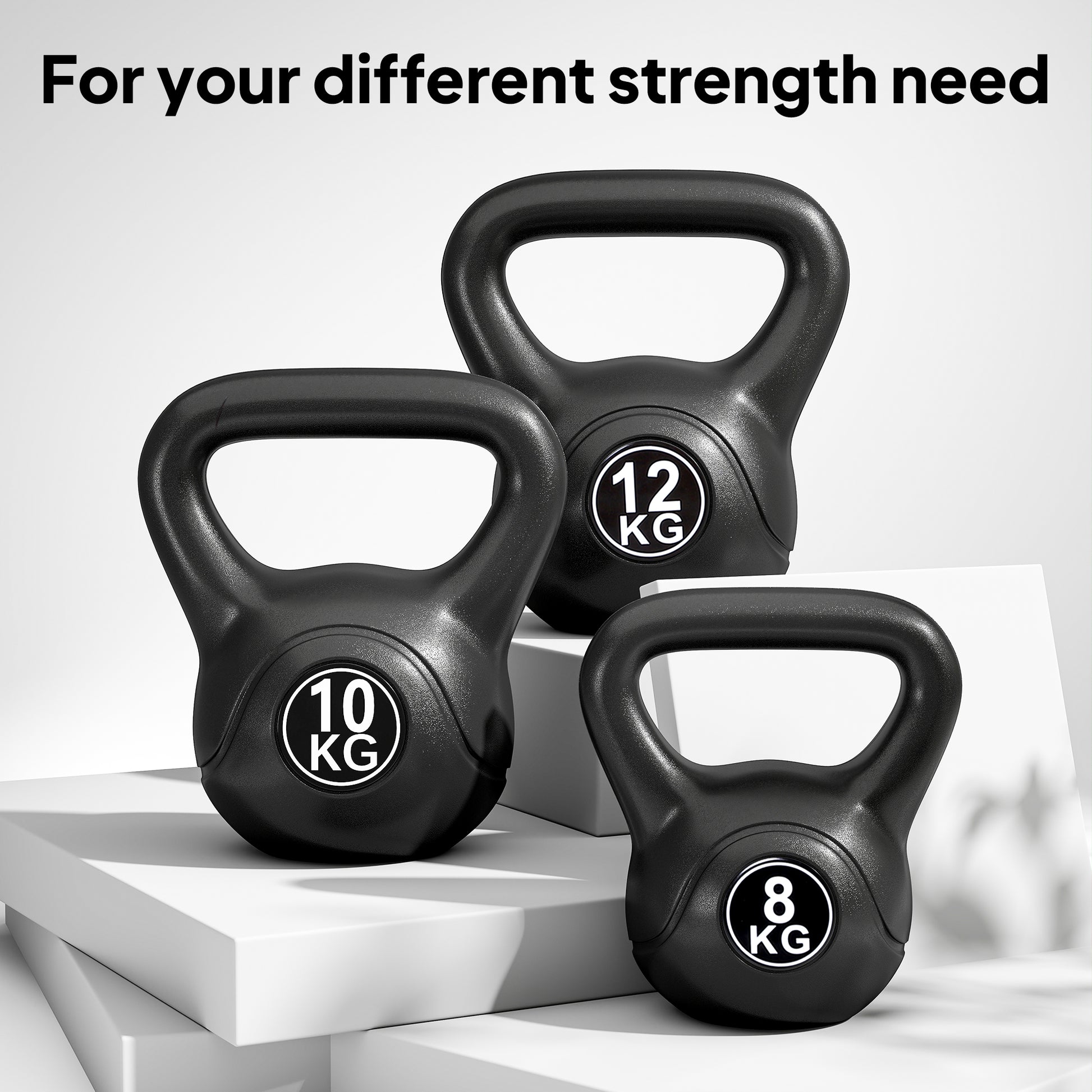 Soozier 22lb Fitness Kettlebell, Plastic Exercise Weight, Weightlifting Tools with Sand, Handle, Noise Reduction for Hom