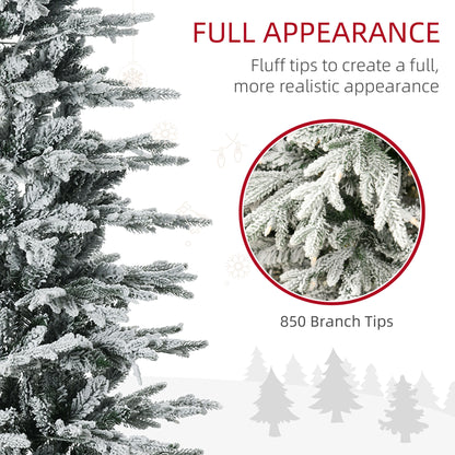7.5' Pre Lit Arctic Fir Artificial Flocked Christmas Trees, with Snow Branches, Warm White UL Listed Clear Lights